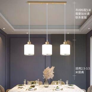 现代简870风新款 轻灯奢圆形家约吊线节能 餐厅玻璃三头吊灯用意式
