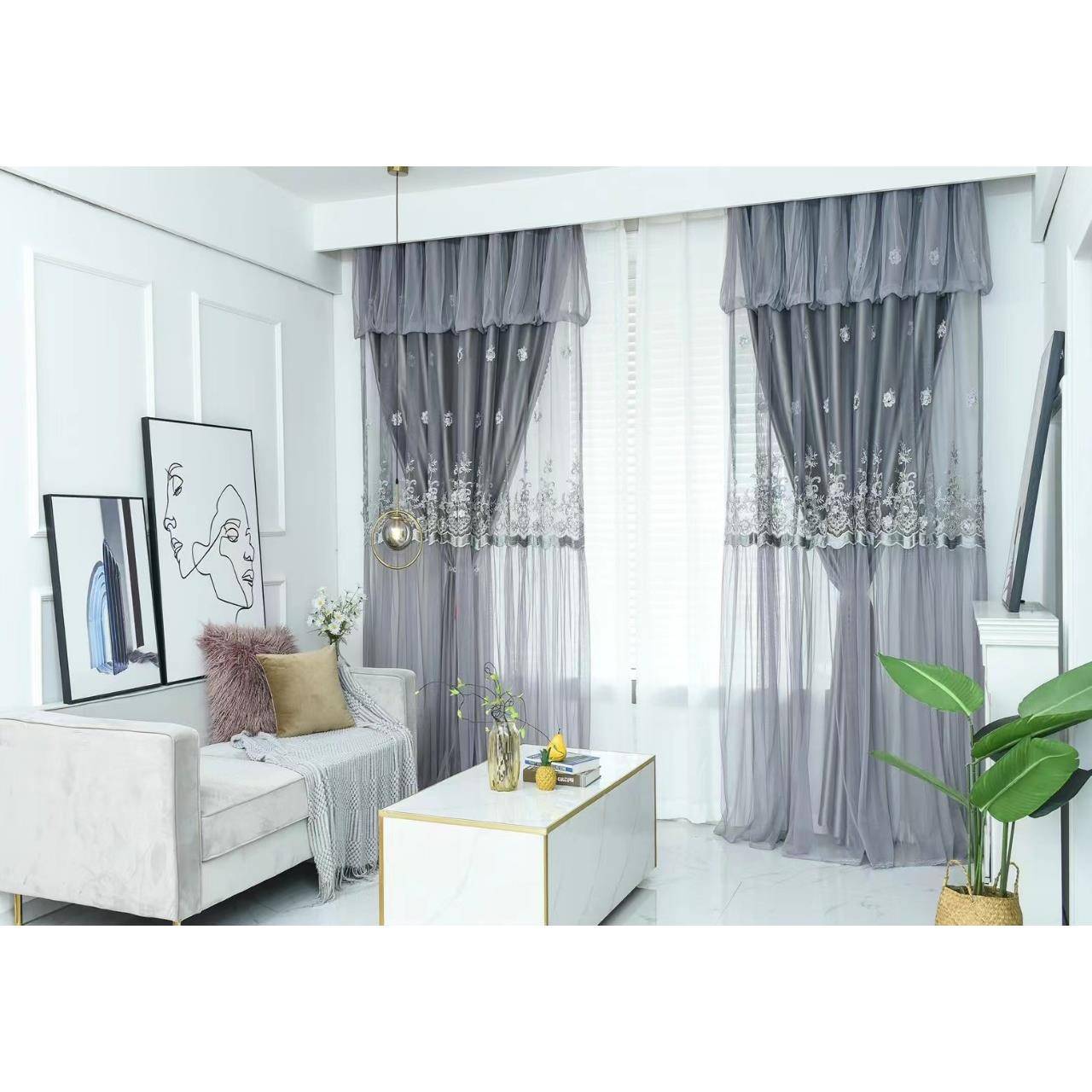 轻奢华法欧式式公主风窗帘厅JAW室遮光飘窗现卧代简客约窗帘双层