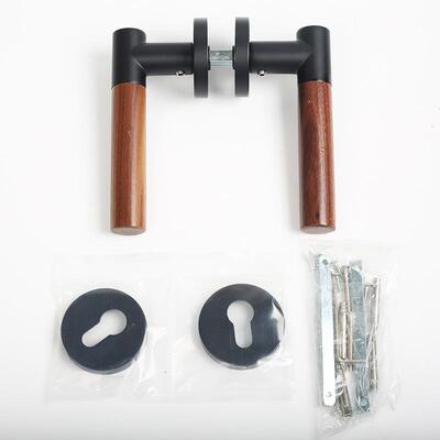 室中式新通用型木门JD-01把手复古原木风磁吸静音门锁卧室内木纹