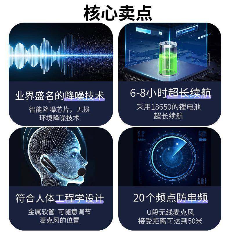 无线话麦克风头式教戴小蜜蜂扩音器老师师讲课耳麦户外直播音ts-0