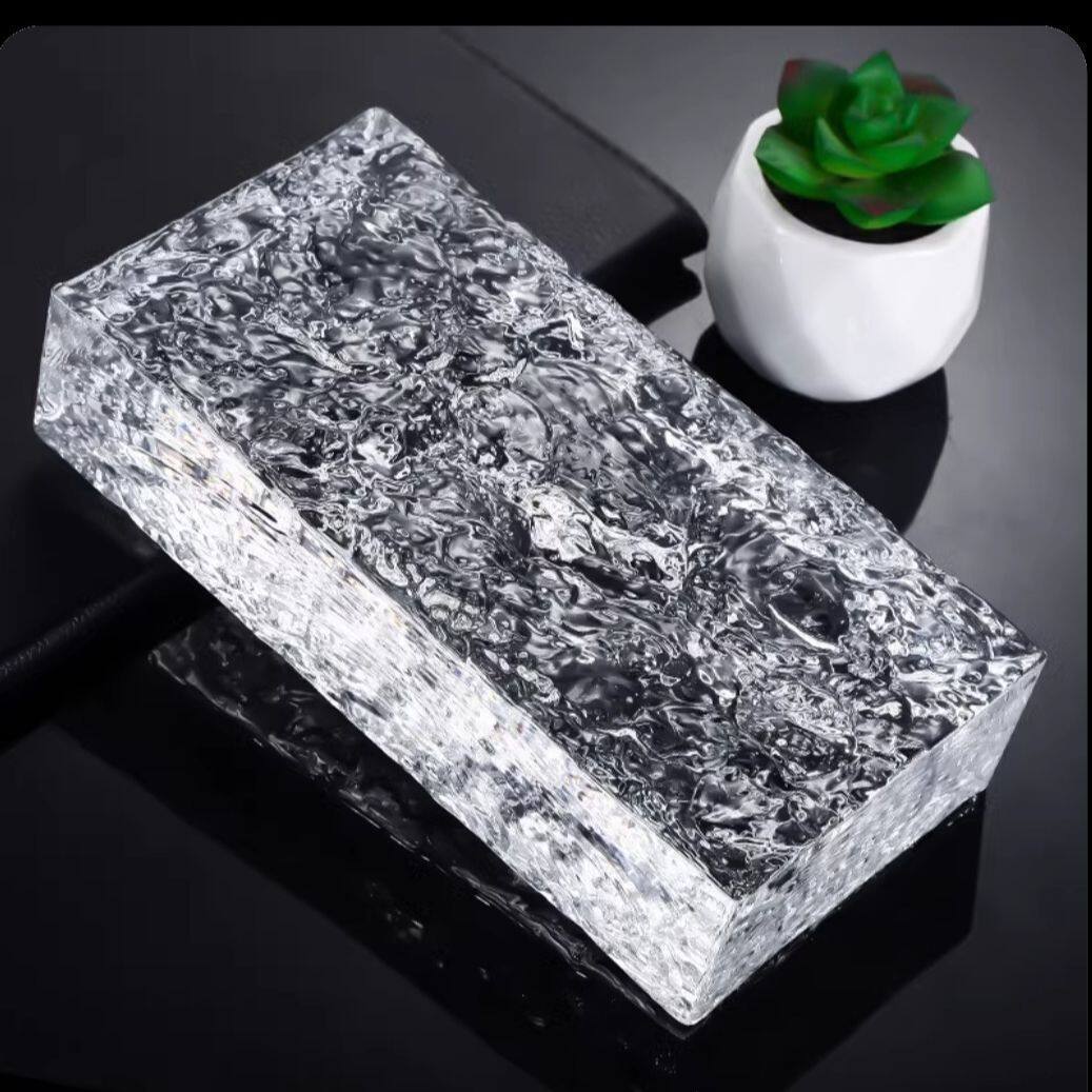 双面冰晶纹热熔玻璃砖茶几水晶玻璃腿高透明方块水晶玻璃砖