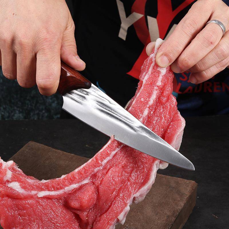 手工锻746厨打小刀8铬13肉类木刀分割酸枝屠宰锤纹小菜刀锋利剥皮