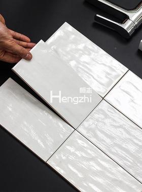 珍珠釉工砖白色墙砖10厨0x200微光凹凸间443面手房卫生民宿浴室瓷
