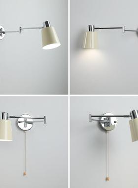 北欧n简约复古摇臂可g移床头壁灯位中古vitae书房伸缩折91532叠阅