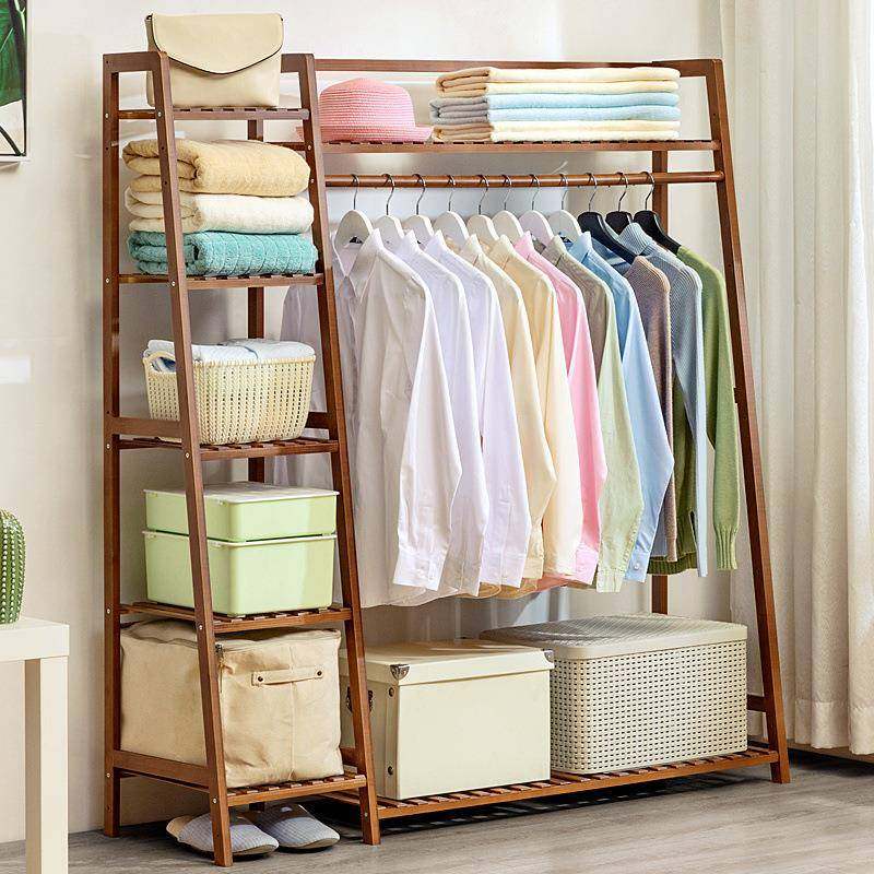 衣架落地置纳物架卧室简易衣柜收架多功能衣帽服架实见详情木挂挂
