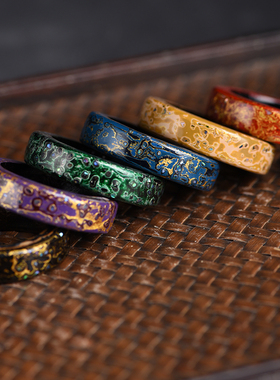 大漆工艺漆器戒指指环黑檀底胎高档送礼情侣W对戒复古文玩