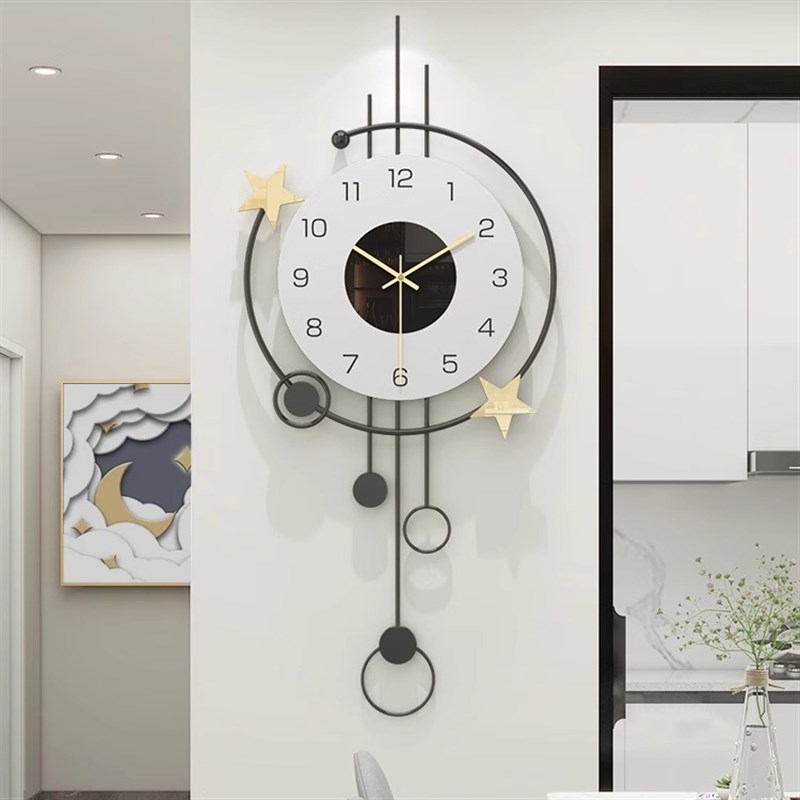 德国现代简约风客厅挂钟轻奢高端A钟表餐厅创意免打孔静音挂墙时