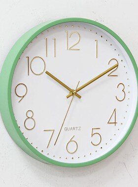 绿色客厅卧室挂钟j时钟家用静音北欧挂表简约现代时尚太阳钟表圆