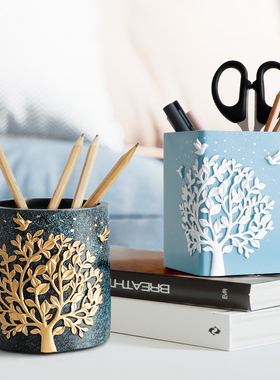 北欧可爱时尚g笔筒办公室简约个性大容量笔桶化妆刷桌面收纳盒摆