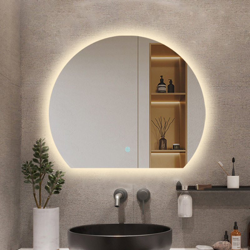 时半智能半圆浴室镜led带灯卫生间挂墙圆形镜子壁挂梳妆台化妆镜