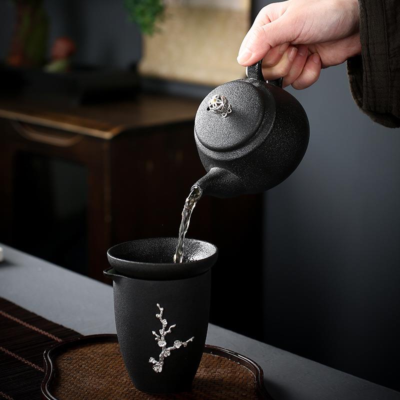 黑陶夫茶具盖套装家用功碗简约现k8867代办公室整套复日古瓷器式