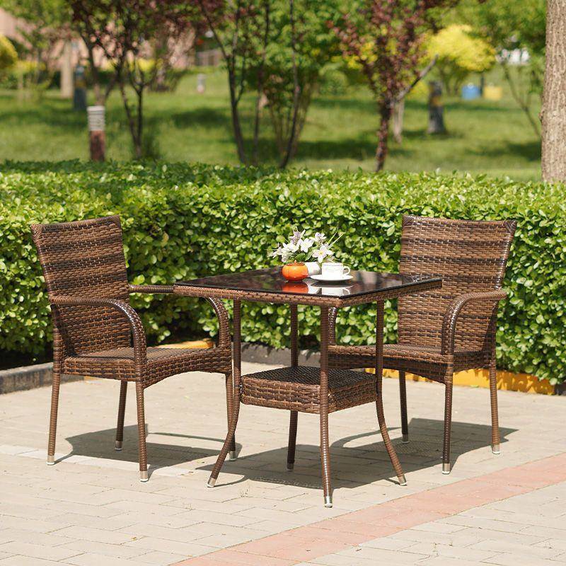 阳桌台茶椅组合网红休REW闲藤椅露子靠椅户外背桌椅庭院天室外三