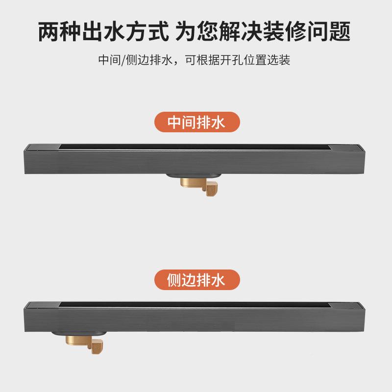 线淋性地漏浴室卫生间304形KT3260不锈钢长方浴地漏防反水窄长条