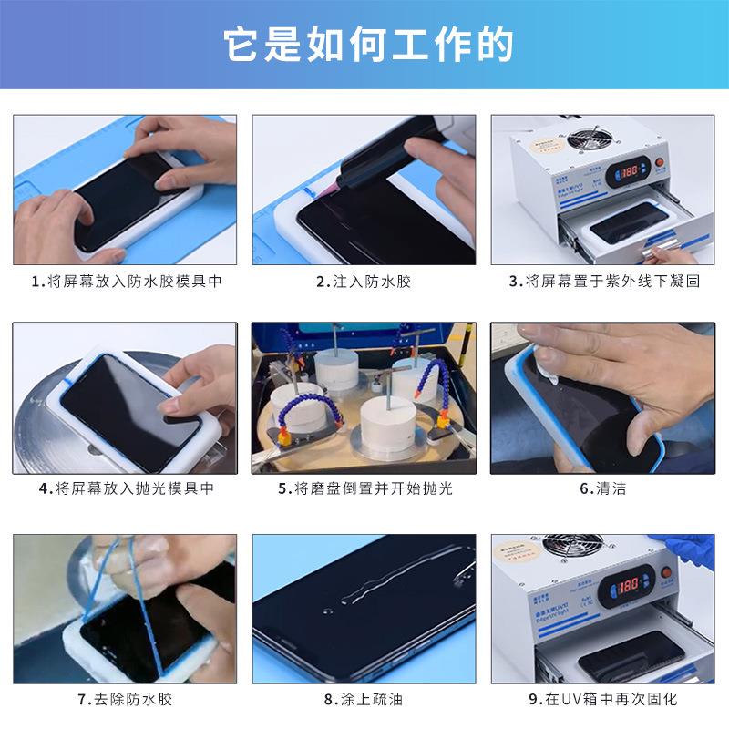 厂家直销八工位划痕去打磨机于用HIH大批量除手机屏幕光翻抛新