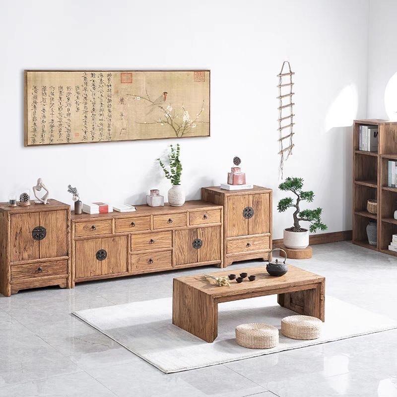 储物柜新中老家榆木电式柜用客厅影视柜餐边柜收纳装视饰实木电视