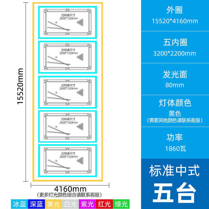 台灯球厅氛围灯台198球室氛桌球吊超灯健身房市无缝气拼接长条灯