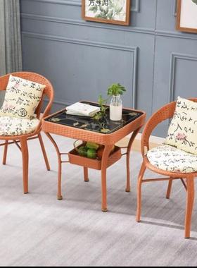 阳台件桌椅16670藤艺三套组简合小茶几约代庭院圆桌子休闲现户外