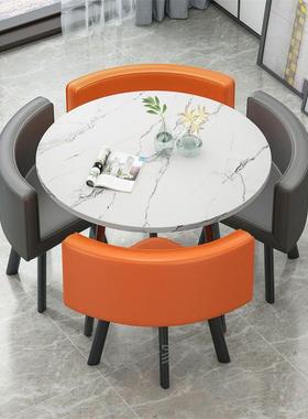 简约接待桌椅合4S休闲洽谈XMK小圆餐桌组铺会客售店楼圆形简易桌