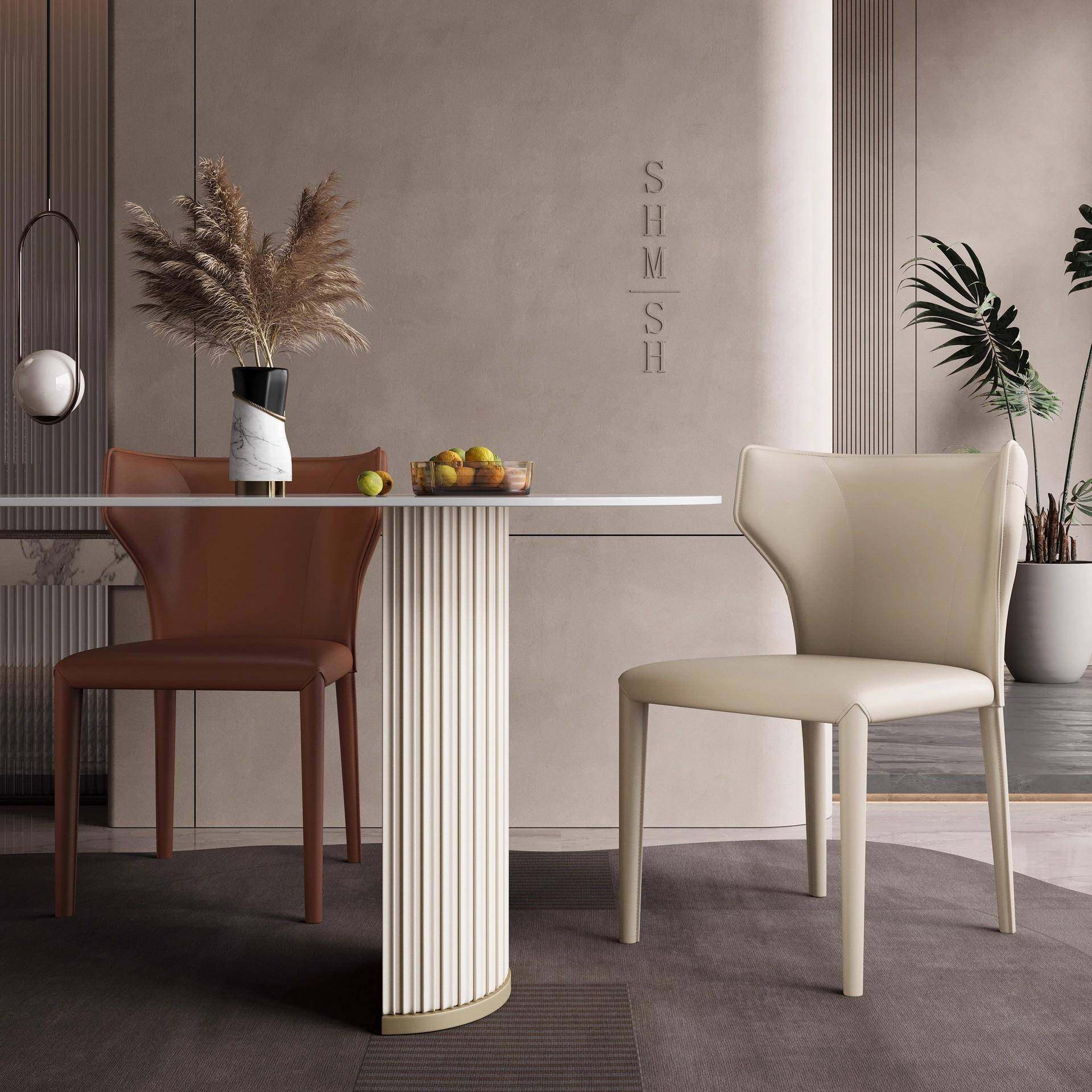 意式马鞍皮餐椅2sys-0620计25新轻款现代极简奢设家用餐厅餐桌靠