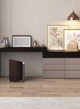 网红实木翻梳妆台多功能化妆一台体RYN斗墙柜床尾靠旋转伸盖缩化