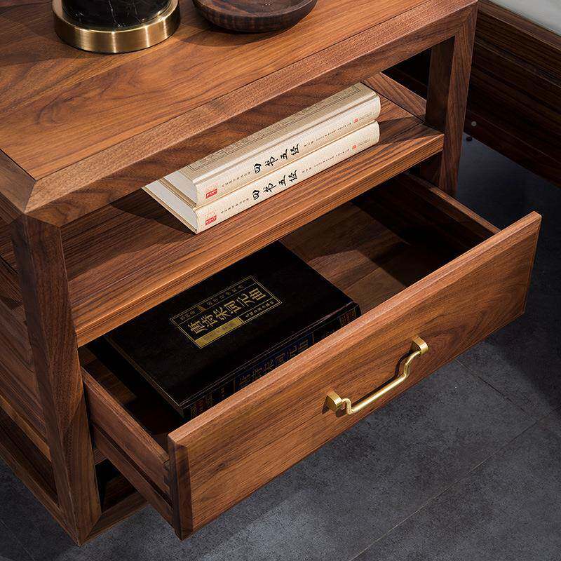 约北美黑胡床桃新中式床柜卧室小型整装床头头柜2简储物收纳边柜