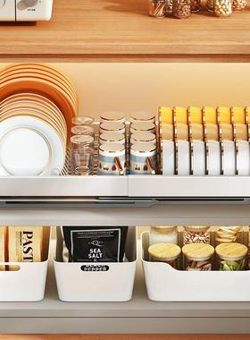 CG01B【厨房碗碟架伸缩拉层篮抽屉式双沥功水碗架多能橱内置置物