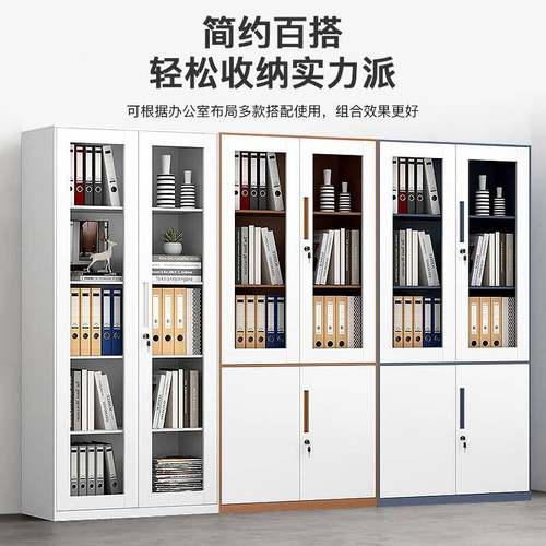 窄边钢制办公文件柜厂家档物案柜凭证柜资ZNS料带室锁员工柜储柜