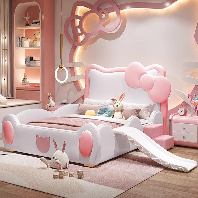 儿童女孩公主床卧室小户儿型1XKB米2房童带床护栏滑梯床单人床