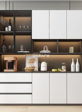 GCN餐边纳柜高酒柜一体靠现墙代简约轻奢客厅收柜意式玻璃门柜餐