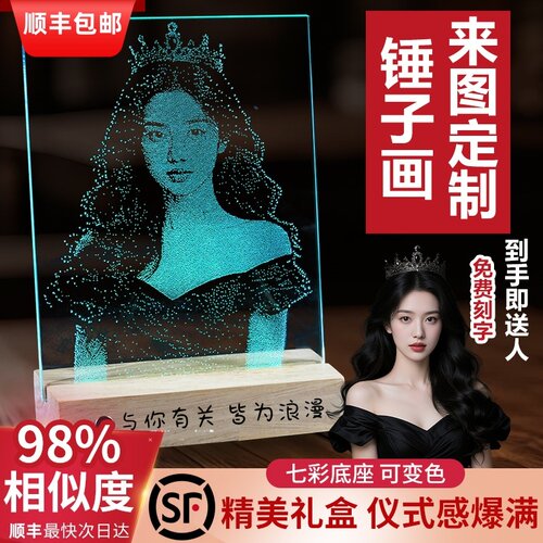 锤子画私人定制玻璃画真人敲击画