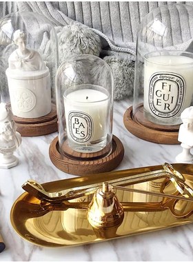 Voluspa祖马龙大透明防风玻璃罩DiptyJqu耐热灭烛罩香薰蜡烛摆件