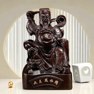 木雕赵公明神像摆件骑虎