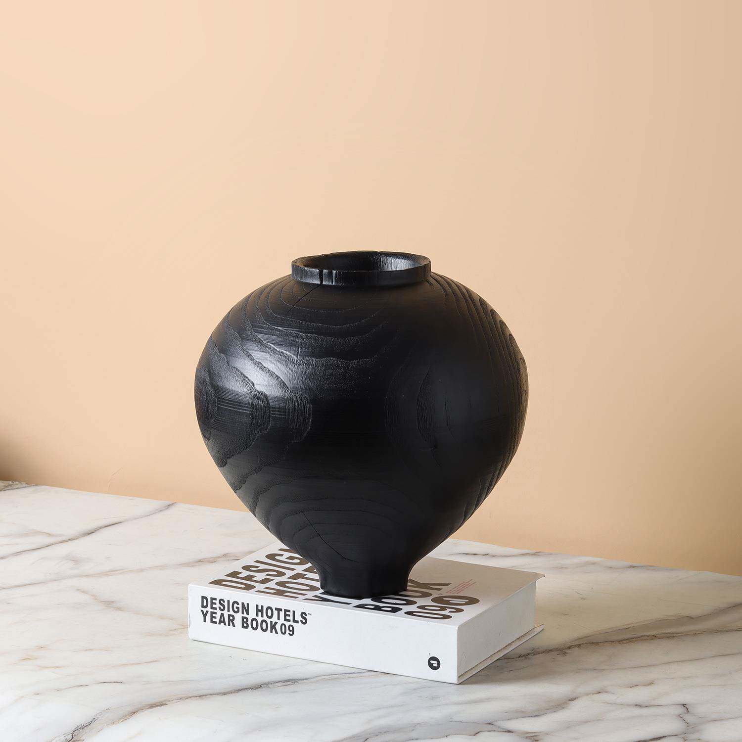 侘寂木书复无古纹圆肚花柜瓶花器树脂摆件餐桌茶几电视床头柜房饰