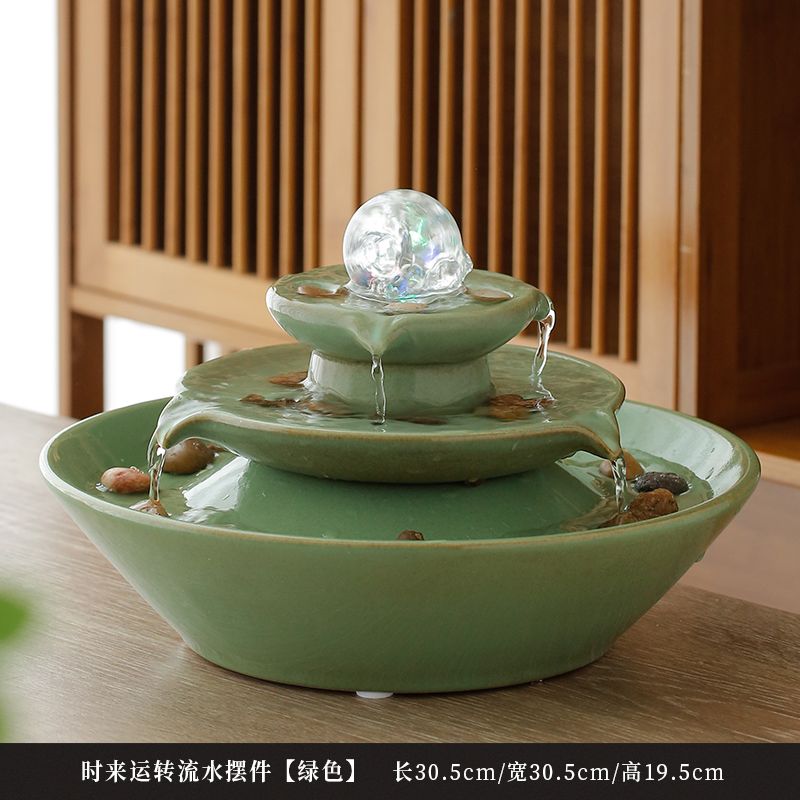 聚宝盆风水轮流水喷泉假山招财客厅前台收银开业搬家乔迁送礼摆件