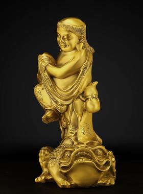 铜刘海金蟾摆件大号三足开蛤蟆蟾蜍XZH刘海戏金蝉业黄礼品戏中式