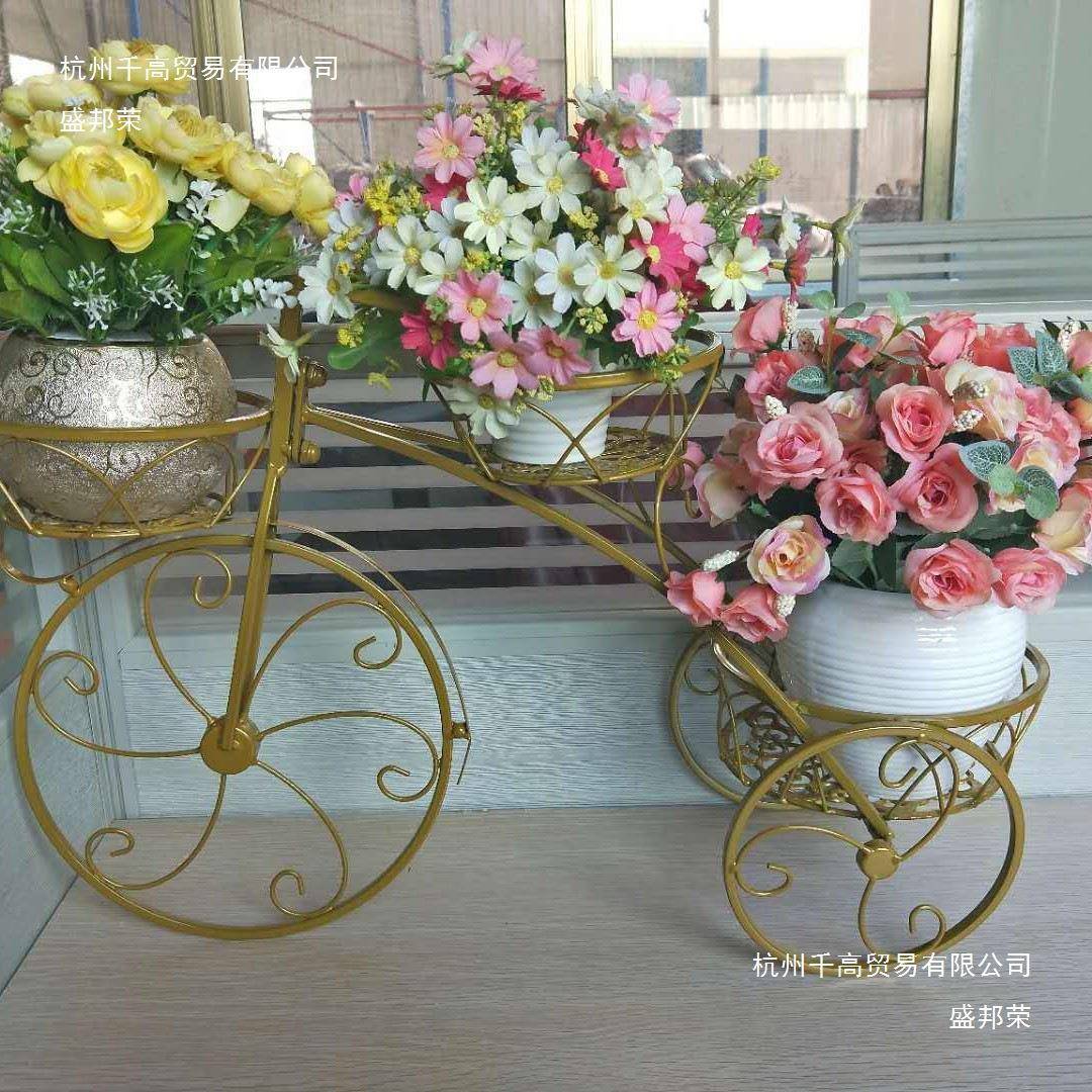 式落铁欧艺自行车吊篮花架单车阳多详情层室内地花盆架多肉绿萝台