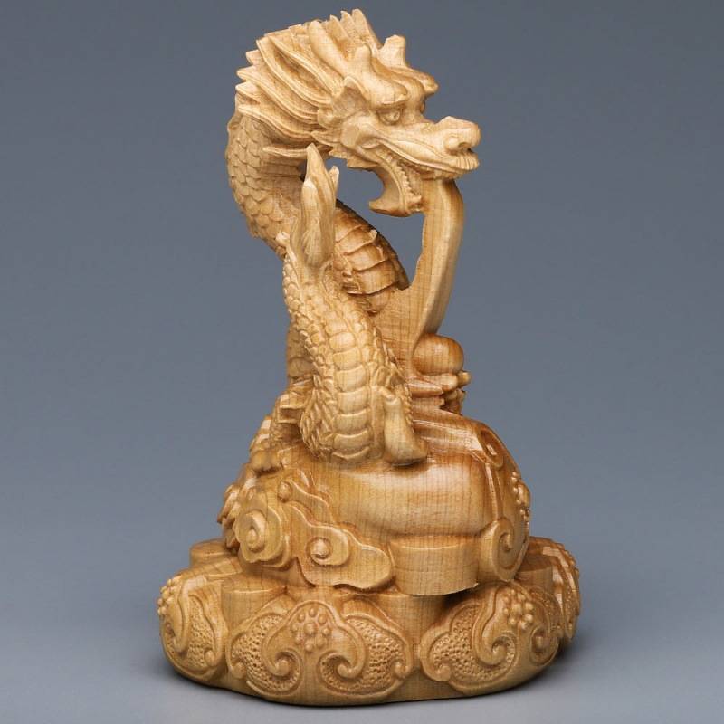 崖柏木雕盘龙家居摆件 实木精雕祥龙福禄车载装饰工艺品直播活动