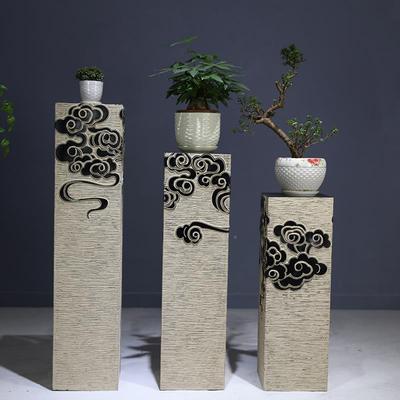 新中式玄落仿古石柱客厅柱F758H788关家居展示展厅摆件底座祥云柱
