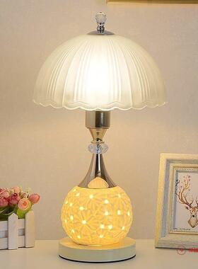 ld节能玻馨璃陶瓷调床头台灯插电e式卧室温RWN结婚怀旧暖光可节台