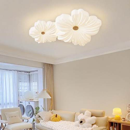 全光谱客HG811厅灯奶油风温馨浪原漫花大厅主灯木朵吸灯广东顶中