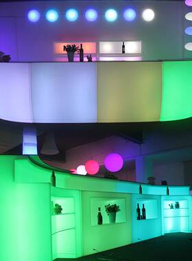 可移动组合户外发光吧台 酒吧清吧商用接待前台 波浪吧台LED家具