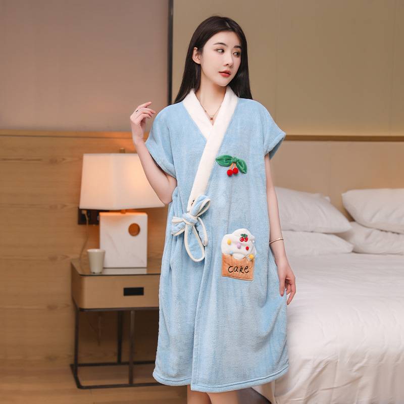 浴巾女可穿可裹大人比纯棉吸水速干家用浴袍2025新款浴裙成人