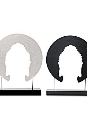 新公中式圆形屏风玉璧摆现代板样间酒店办室书房客厅玄关装F8757M