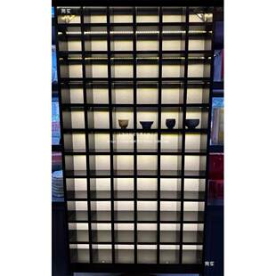 带灯光实木格架子架架茶壶示架壁挂展示展柜博1030古多宝阁格子柜