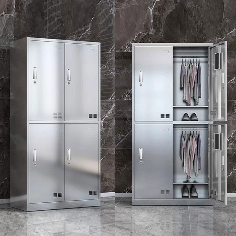 不锈钢更衣不锈钢跟衣柜加厚斜顶更工柜员多门锁储物柜工厂带宿舍