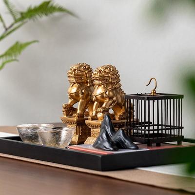 新中式狮子假托RZB-2635盘组合摆件茶几板宋样代间美学茶桌书法软