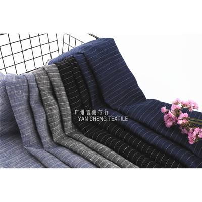纯亚麻条纯麻色织面PVQ料布纹亚麻布衬衣麻色织条纹高端亚麻面料