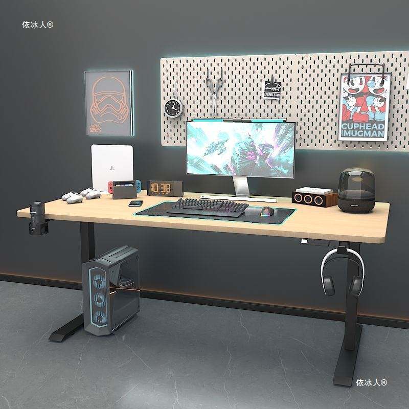 智能电动升降桌办公电脑桌学习桌实木书桌电动升降桌腿电竞可升MC