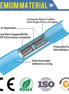 6OJK水10PC热收缩对接连接器AWG22-18红色绝缘S防船用电线连接器
