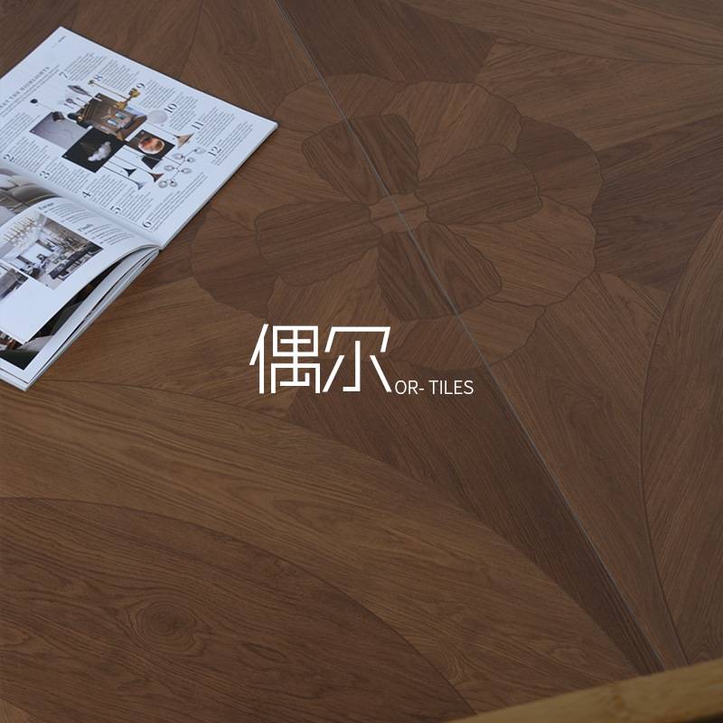 美拉德复古拼花木纹瓷砖600x1200客餐厅阳台卧室仿实木防滑地板砖